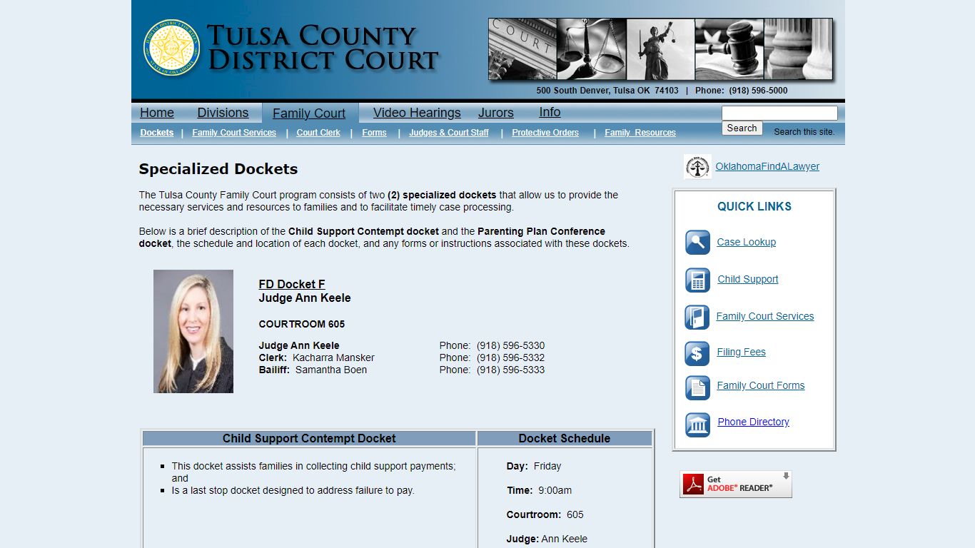 Family Court Dockets - Tulsa County District Court